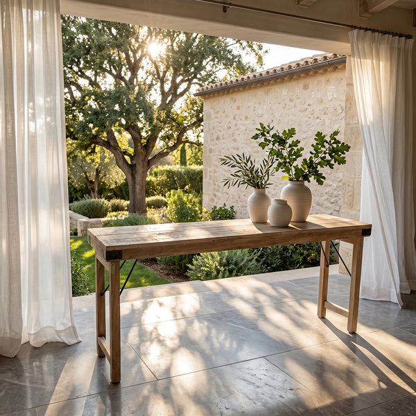 Limewash opklapbare wandtafel/console tafel 170x40x76 cm
