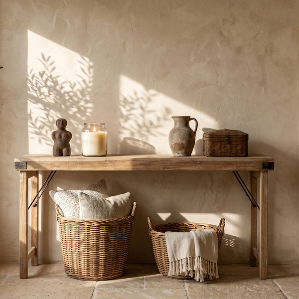 Limewash opklapbare wandtafel/console tafel 170x40x76 cm