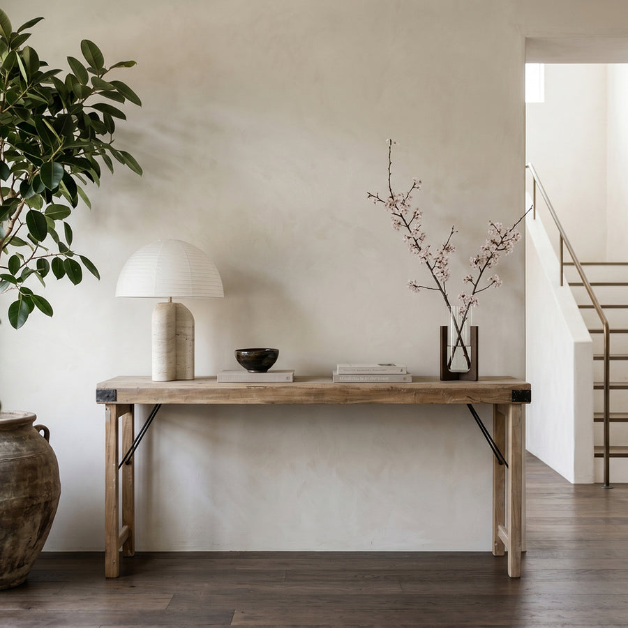 Limewash opklapbare wandtafel/console tafel 170x40x76 cm