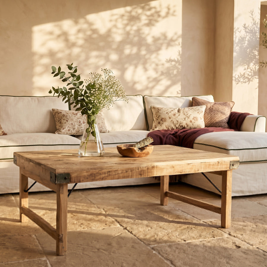 Limewash inklapbare salontafel 120x75x45 cm