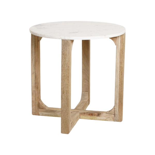 Marmeren bijzettafel rond wit