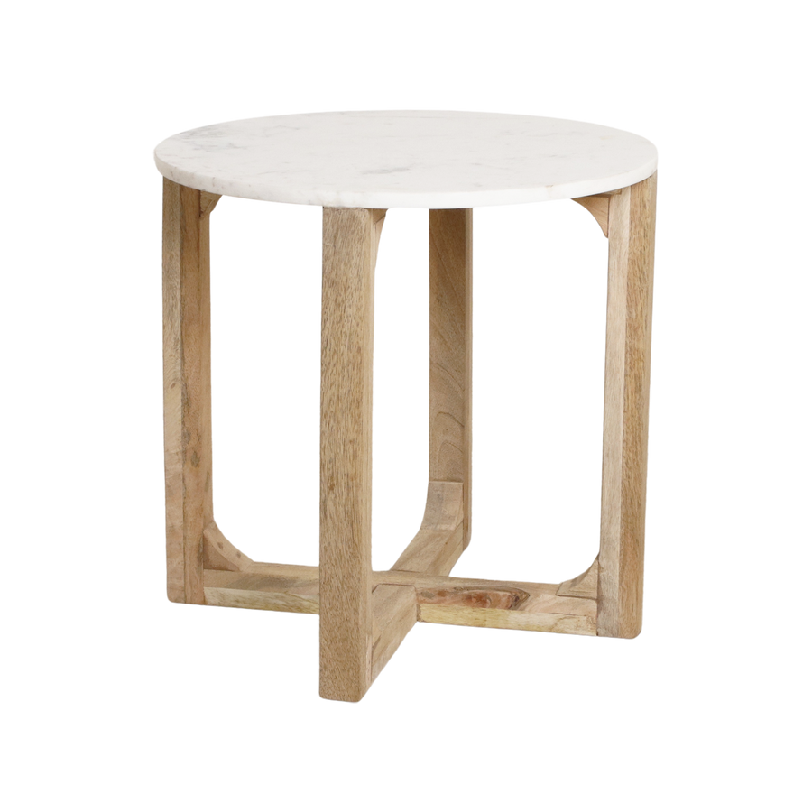 Marmeren bijzettafel rond wit
