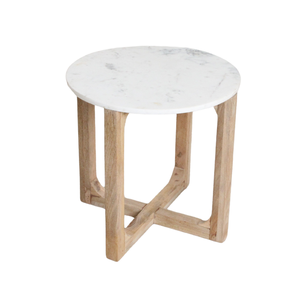 Marmeren bijzettafel rond wit