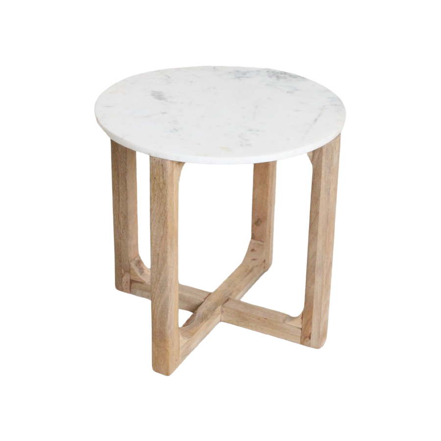 Marmeren bijzettafel rond wit