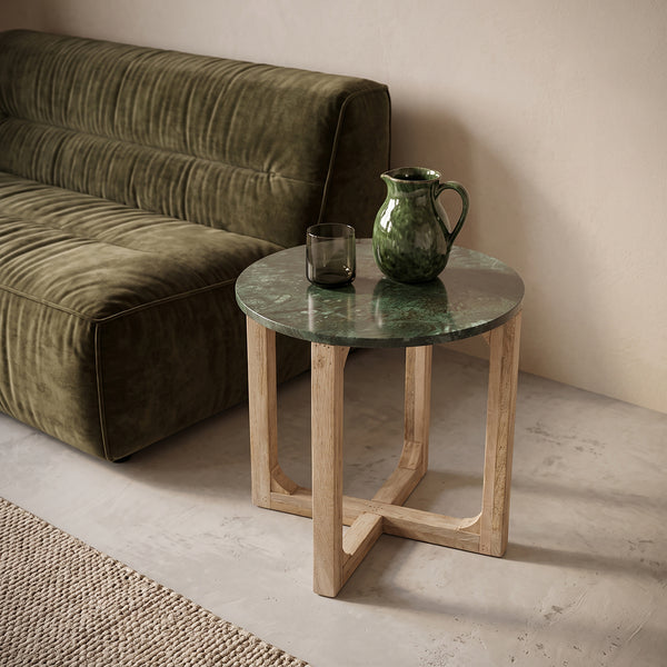 Marmeren bijzettafel rond groen