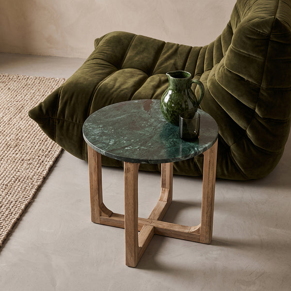 Marmeren bijzettafel rond groen
