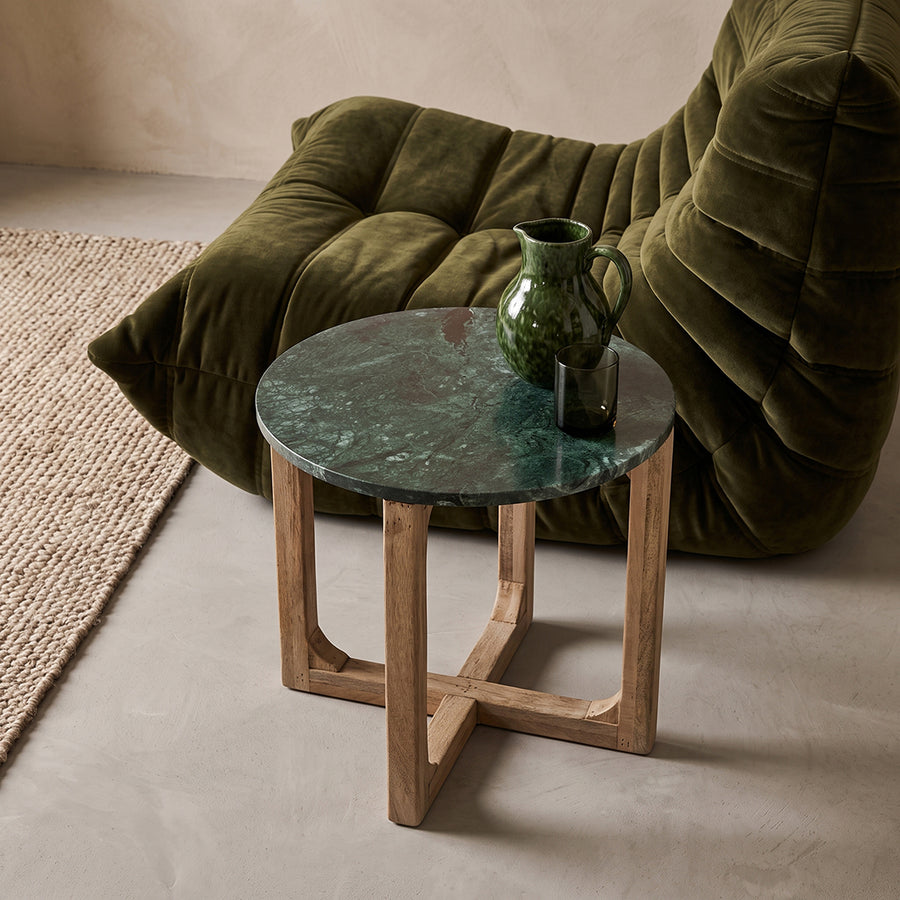 Marmeren bijzettafel rond groen