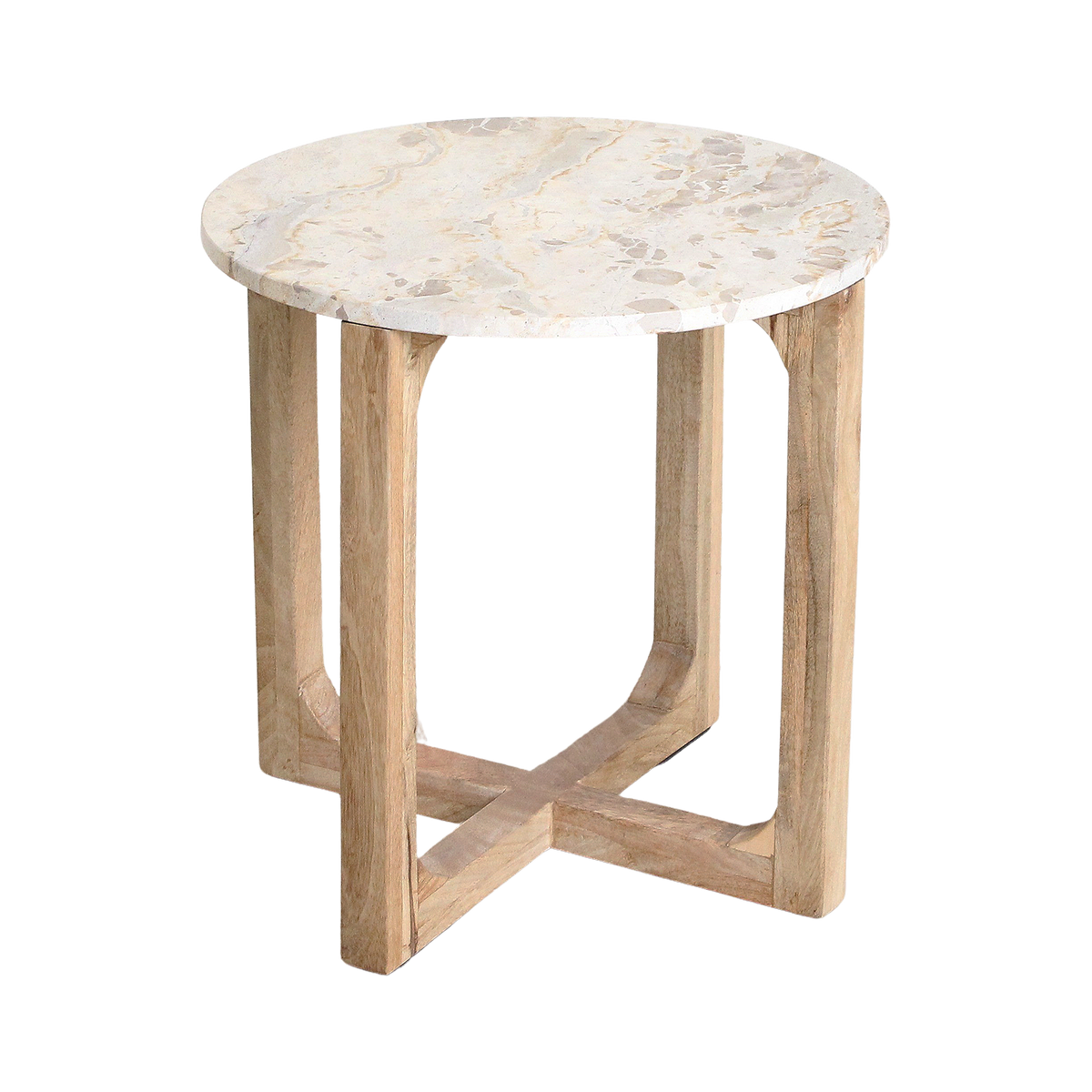 Marmeren bijzettafel crème - 50x50x50 cm