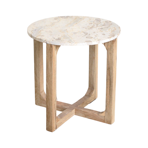 Marmeren bijzettafel crème - 50x50x50 cm