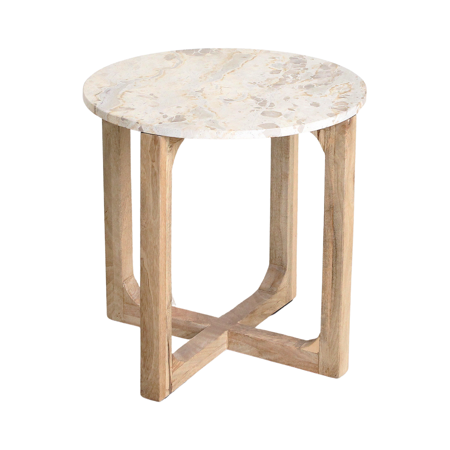 Marmeren bijzettafel crème - 50x50x50 cm