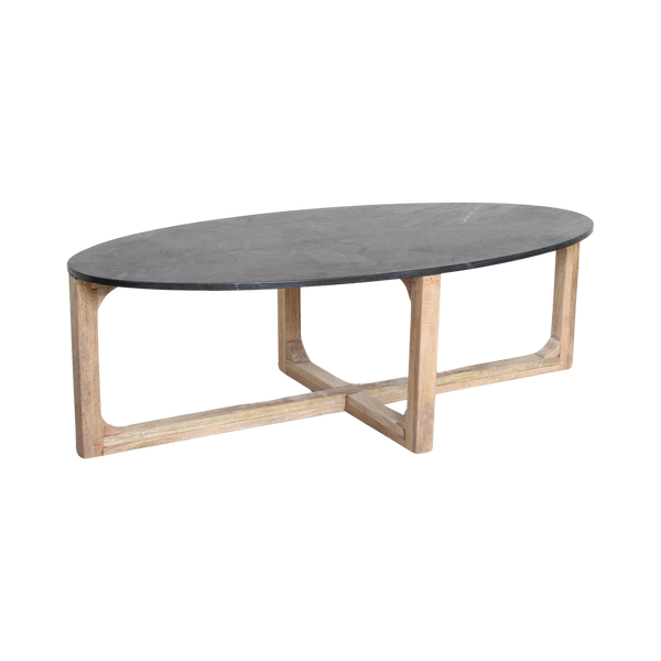 Ovale marmeren salontafel Zwart 120x60x38 cm
