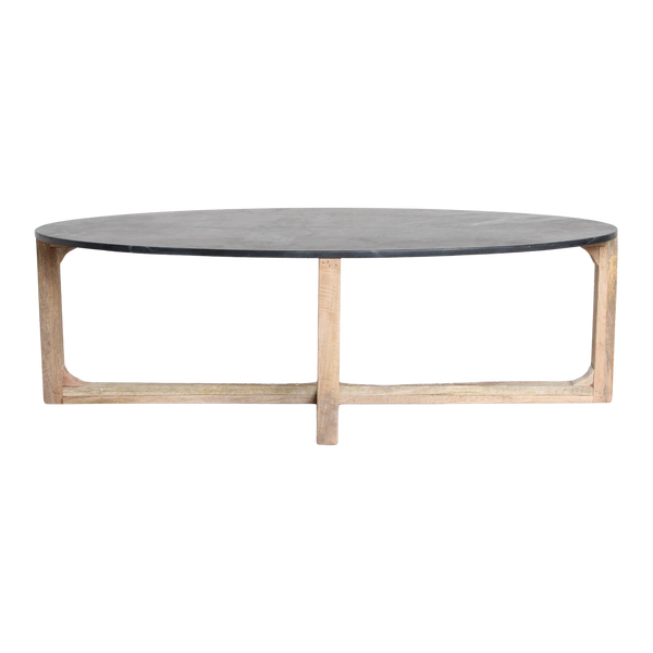 Ovale marmeren salontafel Zwart 120x60x38 cm