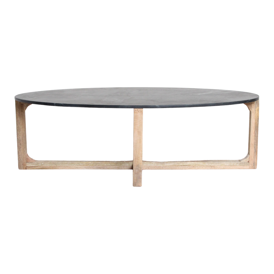 Ovale marmeren salontafel Zwart 120x60x38 cm