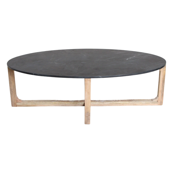 Ovale marmeren salontafel Zwart 120x60x38 cm