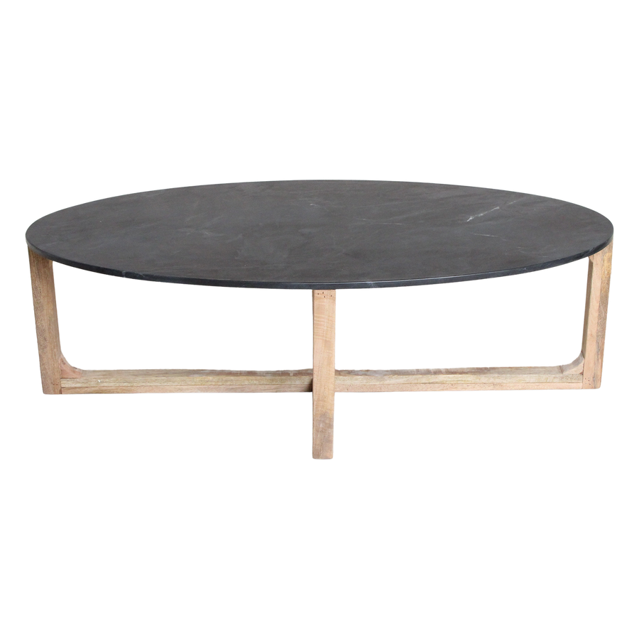 Ovale marmeren salontafel Zwart 120x60x38 cm