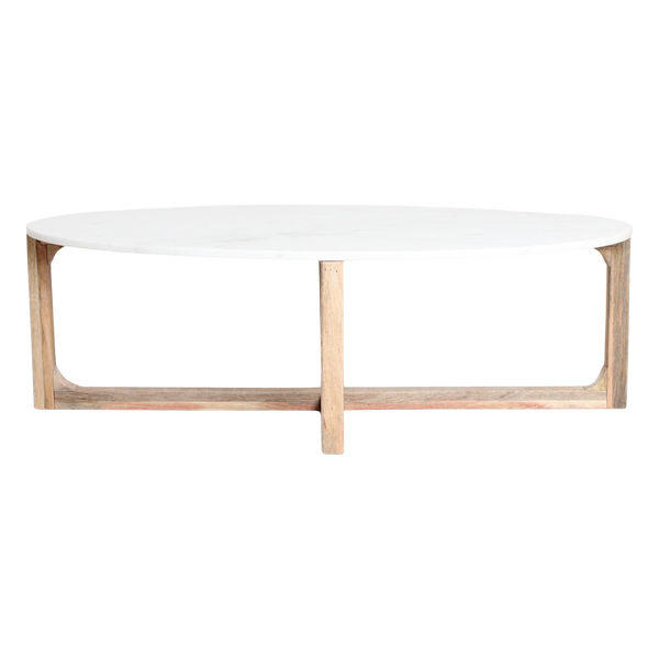 Ovale marmeren salontafel Wit 120x60x38 cm