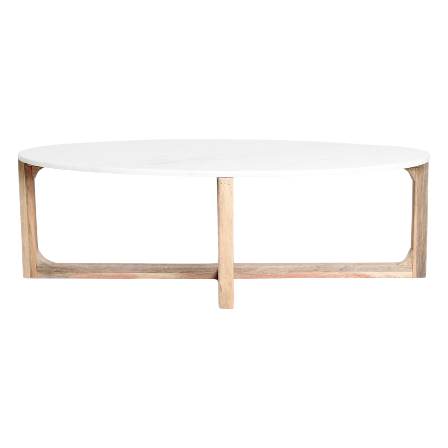 Ovale marmeren salontafel Wit 120x60x38 cm