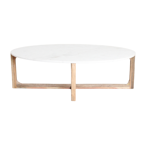 Ovale marmeren salontafel Wit 120x60x38 cm