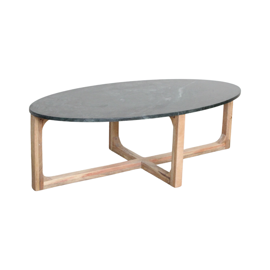 Ovale marmeren salontafel Groen 120x60x38 cm