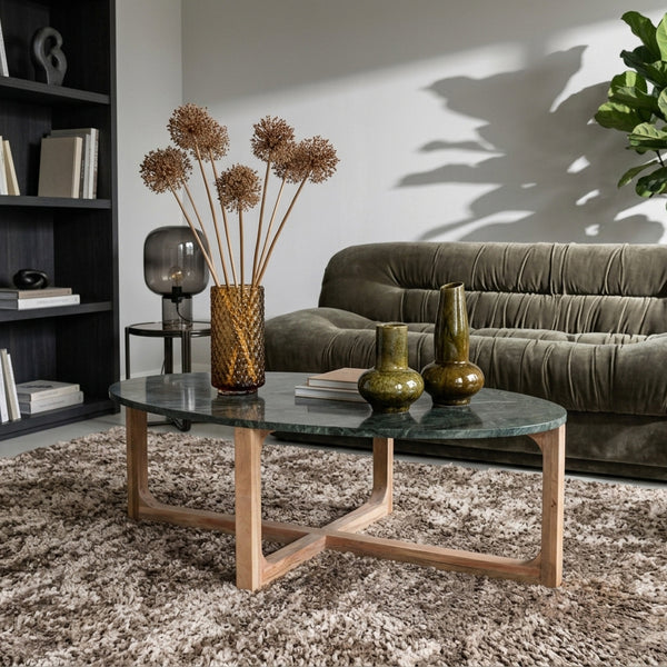 Ovale marmeren salontafel Groen 120x60x38 cm