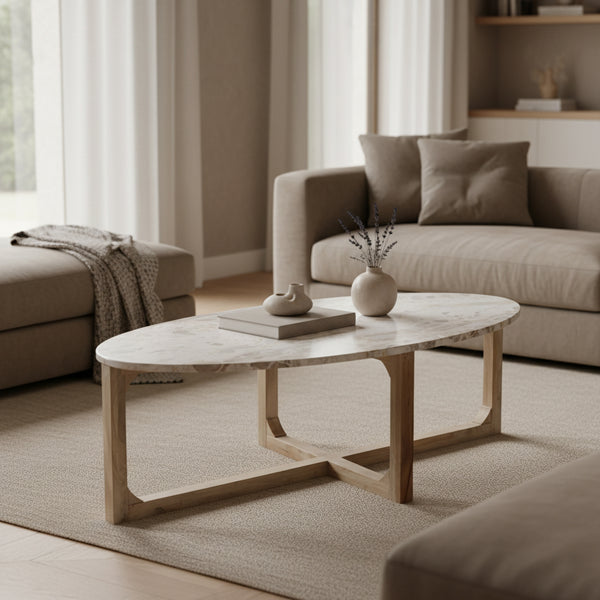 Marmeren salontafel crème - 120x60x38 cm