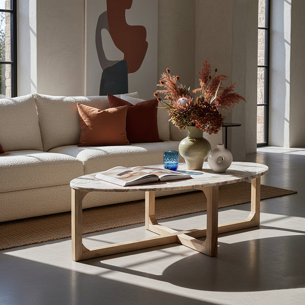 Marmeren salontafel crème - 120x60x38 cm