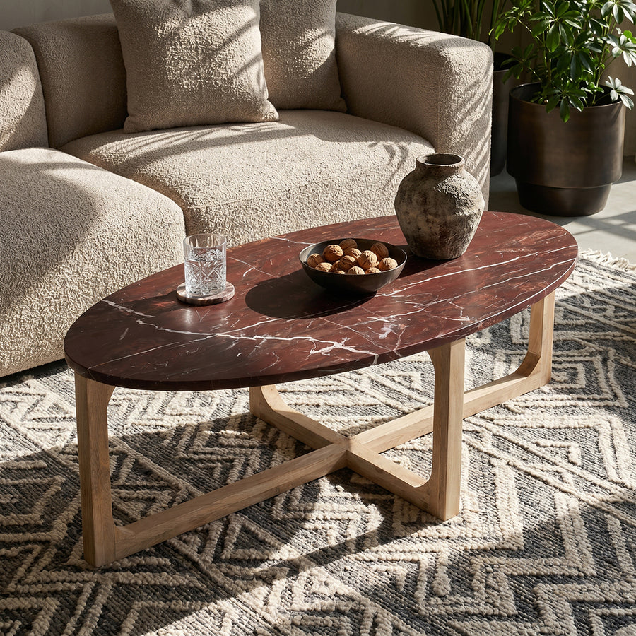 Marmeren salontafel cherry - 120x60x38 cm