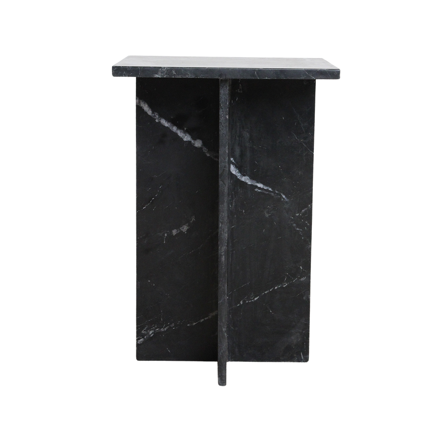 Shanghai zwart marmeren bijzettafel - 35x35x50 cm