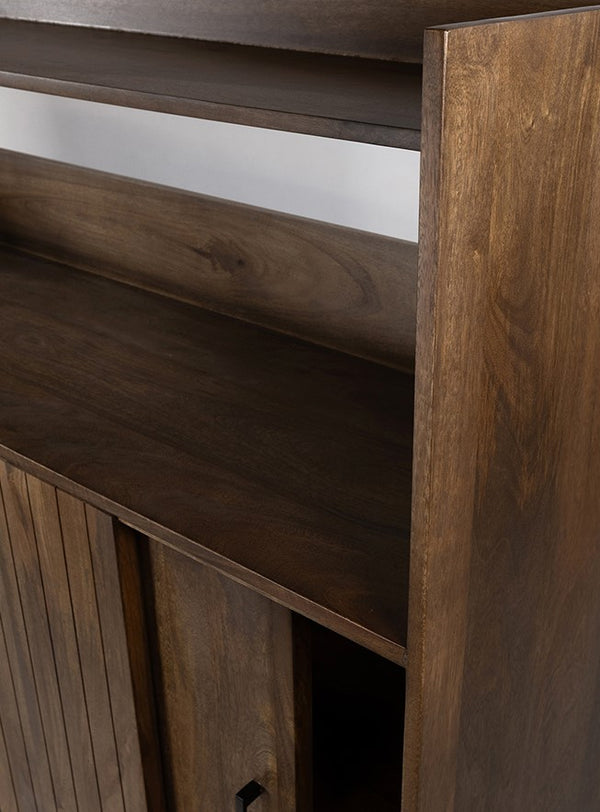 Barkast 160 met 2 schuifdeuren en 3 lades, mango brown walnut