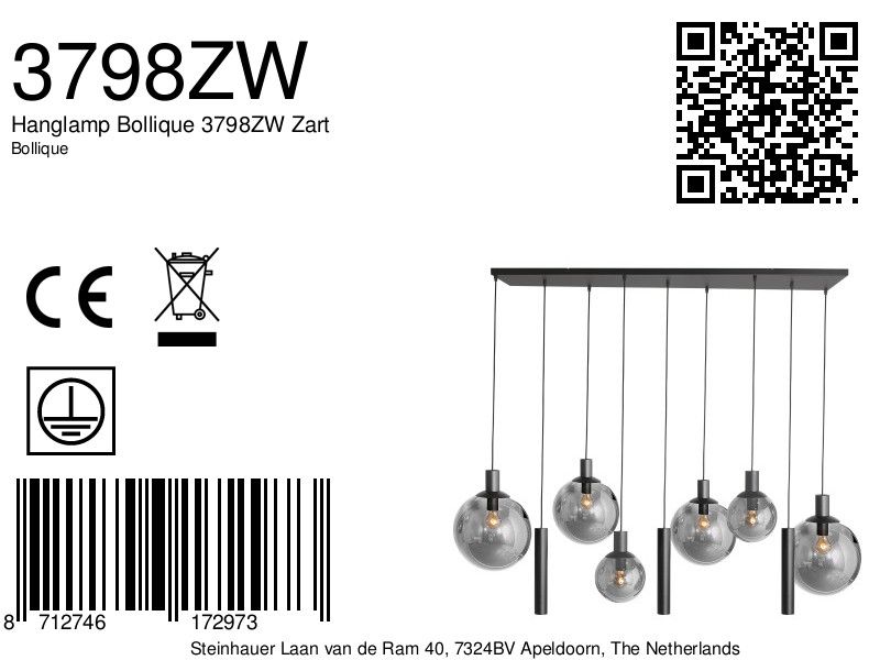 Hanglamp Bollique 3798ZW Zart