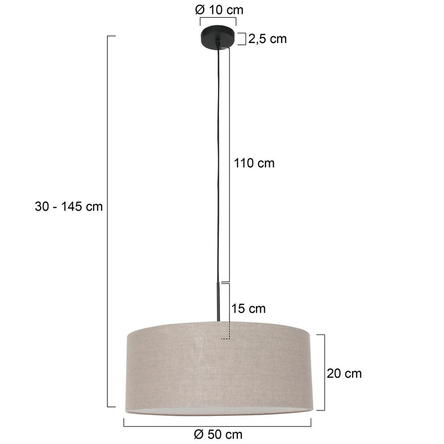 Hanglamp Sparkled Light 3602ZW+K1066RS Zwart-Grijs Linnen