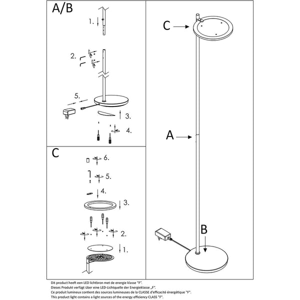 Vloerlamp Turound 2992ST Staal