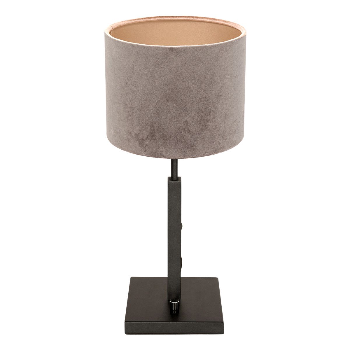 Tafellamp Stang 8163ZW Zwart + Velours Zilver kap
