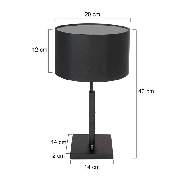 Tafellamp Stang 7197ZW Zwart + Zwart Linnen kap