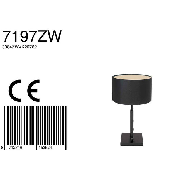 Tafellamp Stang 7197ZW Zwart + Zwart Linnen kap