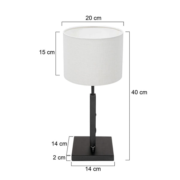 Tafellamp Stang 8161ZW Zwart + Wit linnen kap