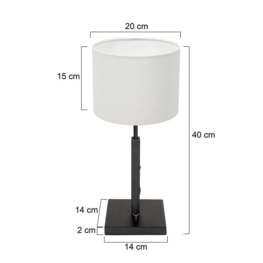 Tafellamp Stang 8161ZW Zwart + Wit linnen kap
