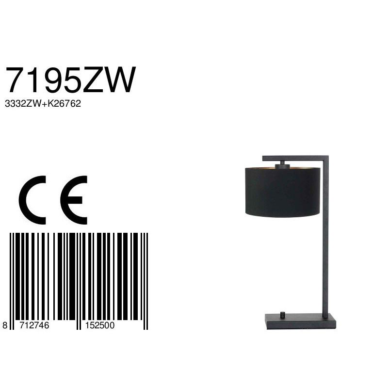Tafellamp Stang 7195ZW Zwart + Kap Zwart Linnen