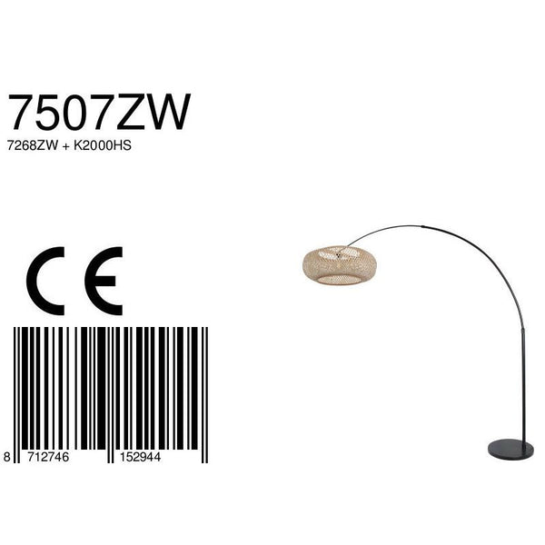 Vloerlamp Sparkled Light 7268ZW+K2000HS Zwart-Bruin