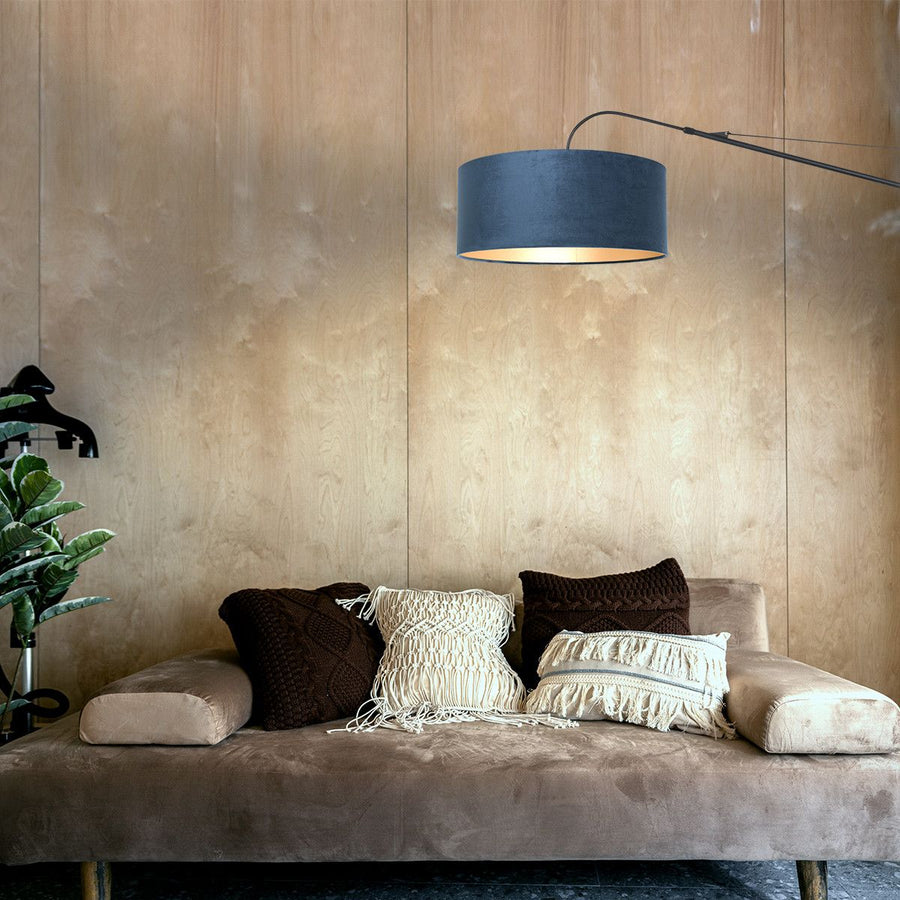Wandlamp Elegant Classy 2574ZW+K1066ZS Zwart-Fluweel Blauw