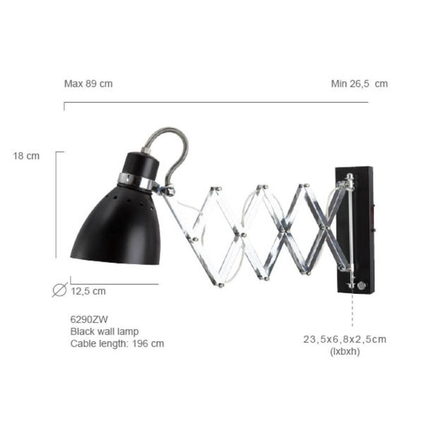Wandlamp Spring 6290ZW Zwart