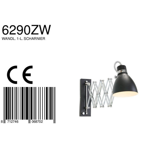 Wandlamp Spring 6290ZW Zwart