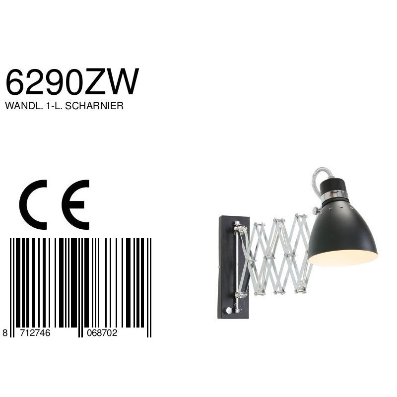 Wandlamp Spring 6290ZW Zwart
