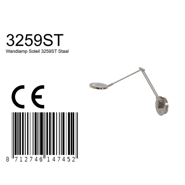 Wandlamp Soleil 3259ST Staal