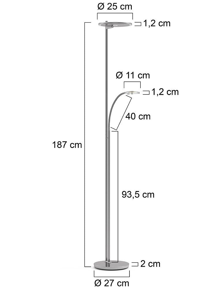 Vloerl. 2-l.trsp. 40+10w 2200-4000K
