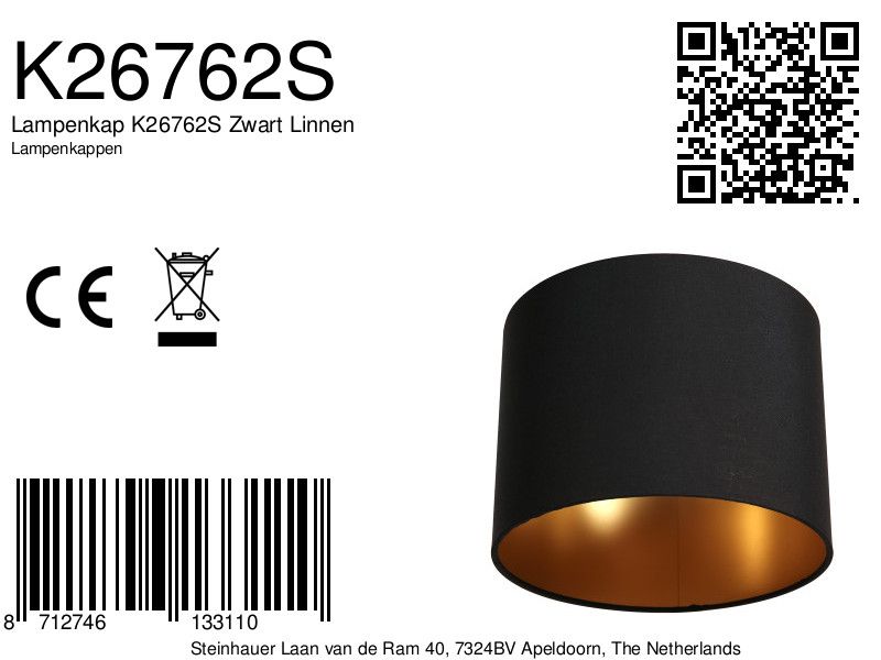 Lampenkap K26762S Zwart Linnen