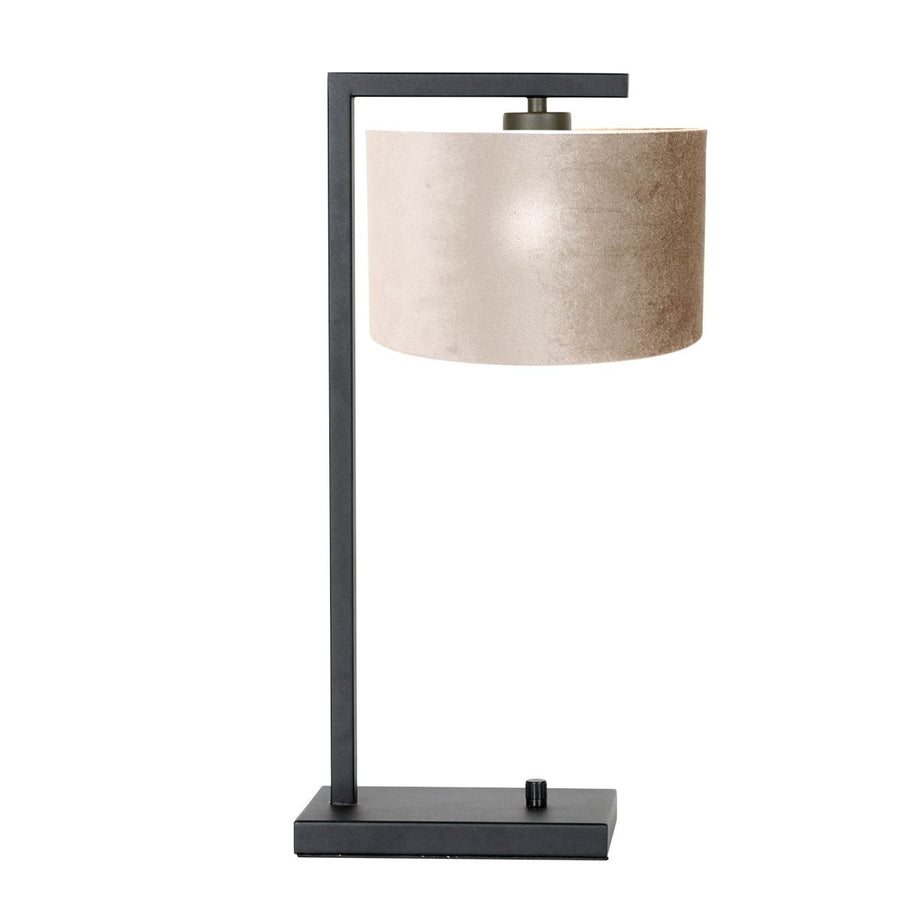 Tafellamp Stang 7122ZW Zwart + Kap Velours Zilver