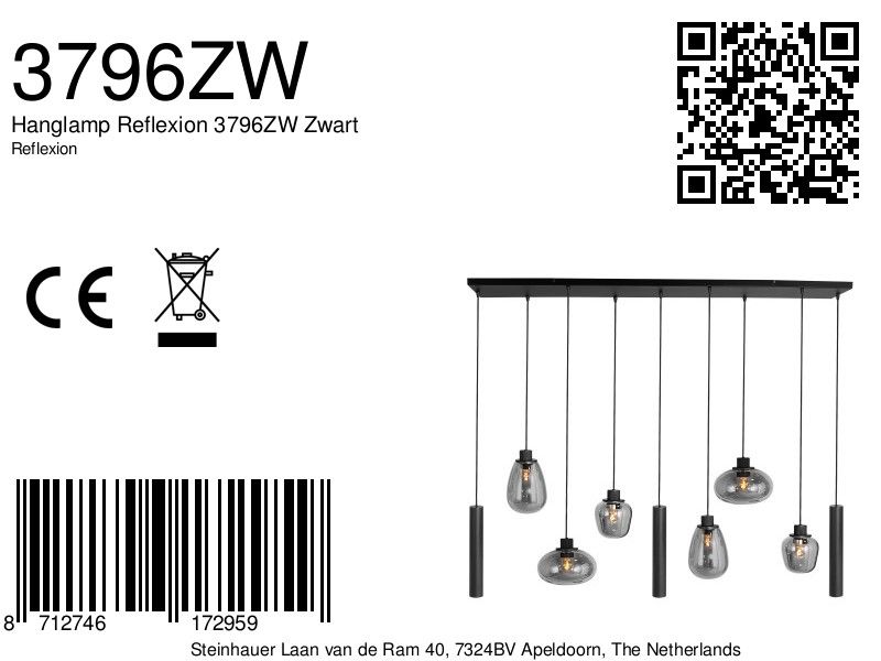 Hanglamp Reflexion 3796ZW Zwart
