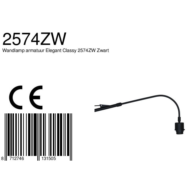 Wandlamp Elegant Classy 2574ZW Zwart