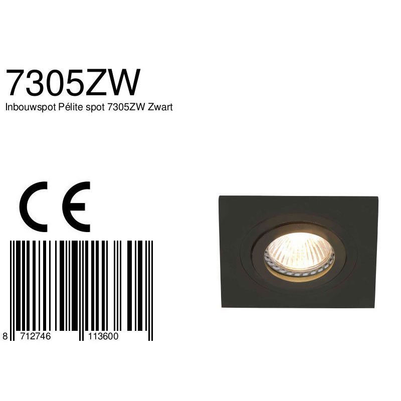 Inbouwspot Pélite spot 7305ZW Zwart
